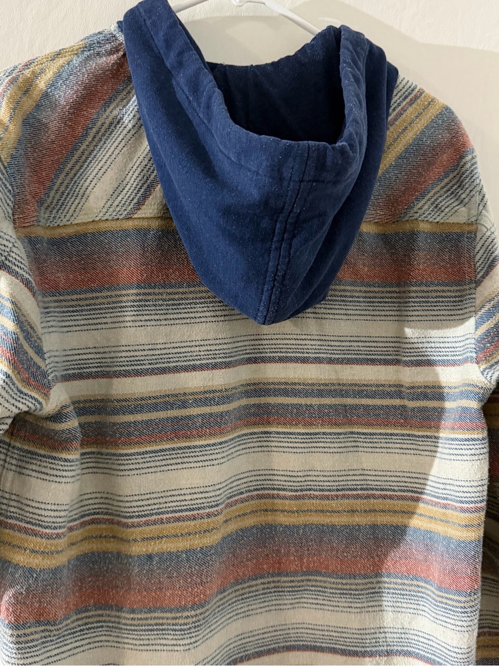 Billabong Baja Hooded Flannel Shirt Striped Core Fit Stretch Men’s L Preppy Surf - Picture 7 of 12